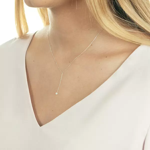 Leaf Jewelry Halskette Y-Pure Diamant, 18 K Weißgold Meist gekauft