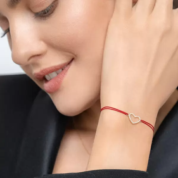 Leaf Jewelry Glückarmband Herz mit Diamanten, 18 K Gelbgold, Beige Limitierter Zeitrabatt