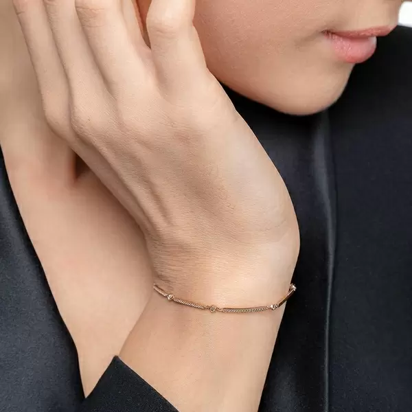 Leaf Jewelry Armband Bar, 18K Rosegold, Diamanten Fabrik Onlineshop