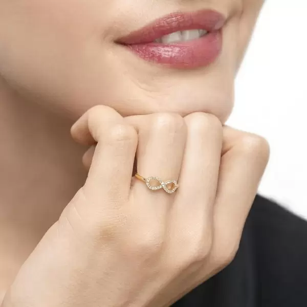 Leaf Jewelry Infinityring mit Diamanten, 18 K Gelbgold Sonderangebot