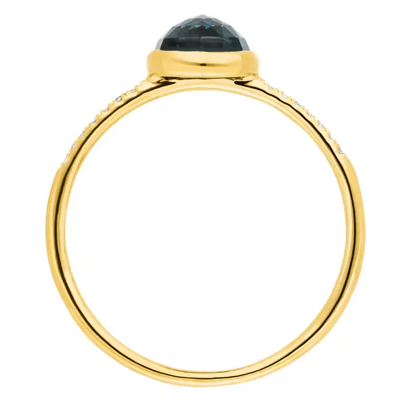 Leaf Jewelry Ring Blue Topas mit Diamanten, 14K Gelbgold Preisnachlass