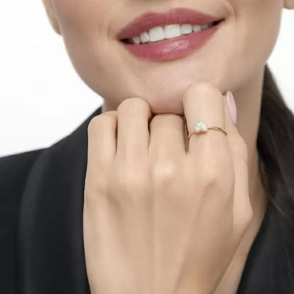 Leaf Jewelry Ring Herz Full mit Diamanten, 18 K Gelbgold Saisonschlussverkauf