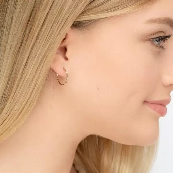 Leaf Jewelry Creole Rund S, 15mm, 14 K Rosegold Lagerräumung