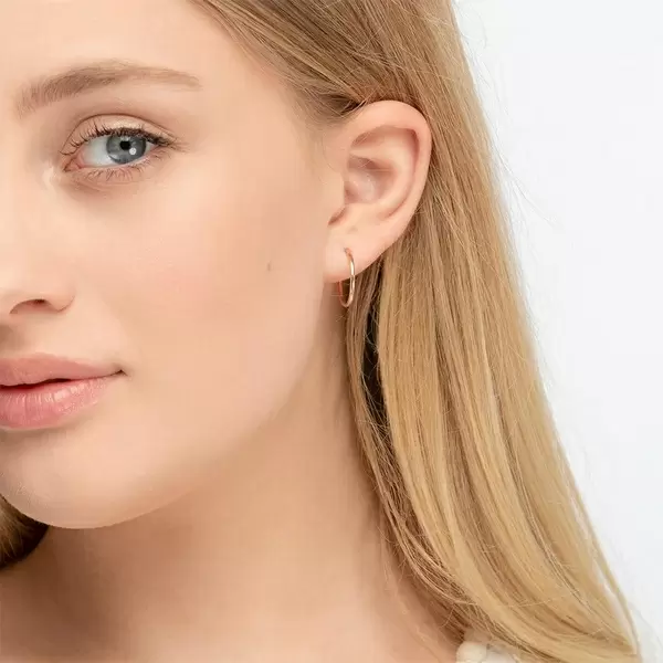 Leaf Jewelry Creole Rund S, 15mm, 14 K Rosegold Lagerräumung