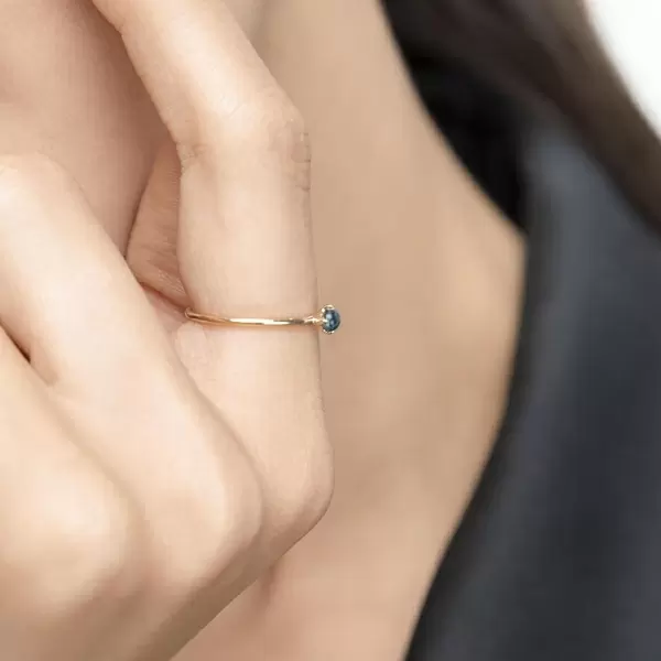 Leaf Jewelry Ring Cabochon, 14 K Gelbgold, Blauer Topas Zeitlich begrenztes Angebot