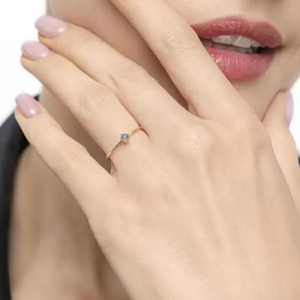 Leaf Jewelry Ring Cabochon, 14 K Gelbgold, Blauer Topas Zeitlich begrenztes Angebot