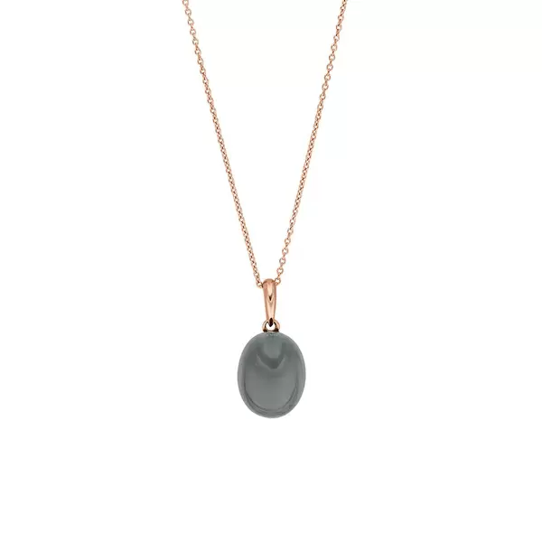 Leaf Jewelry Halskette Cabochon II, 14 K Rosegold, Grauer Mondstein Exklusive Angebote