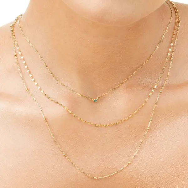 Leaf Jewelry Halskette Smaragd, 14K Weißgold Blitzangebot
