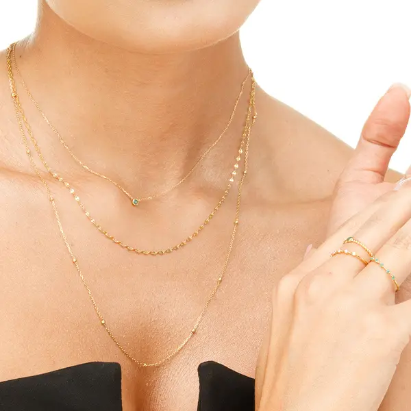 Leaf Jewelry Halskette Smaragd, 14K Weißgold Blitzangebot