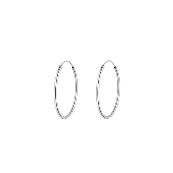 Leaf Jewelry Creole Rund M, 30mm, 14 K Weissgold Neuheiten
