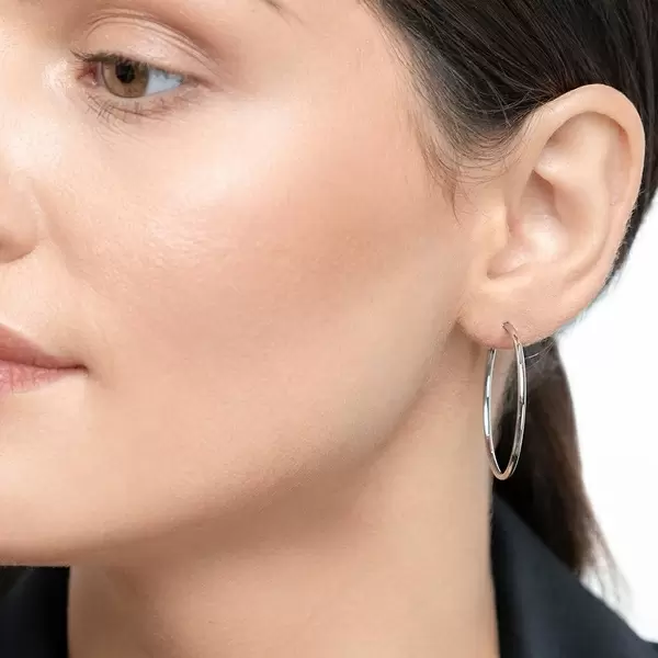 Leaf Jewelry Creole Rund M, 30mm, 14 K Weissgold Neuheiten