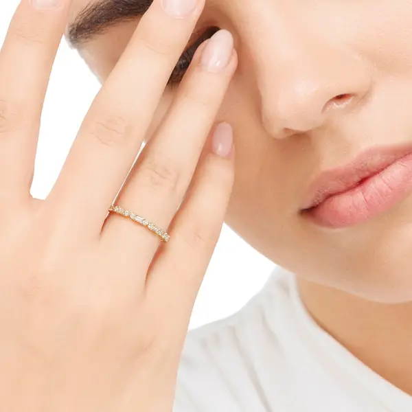 Leaf Jewelry Ring mit Baguette Diamanten, 14K Gelbgold Bestseller