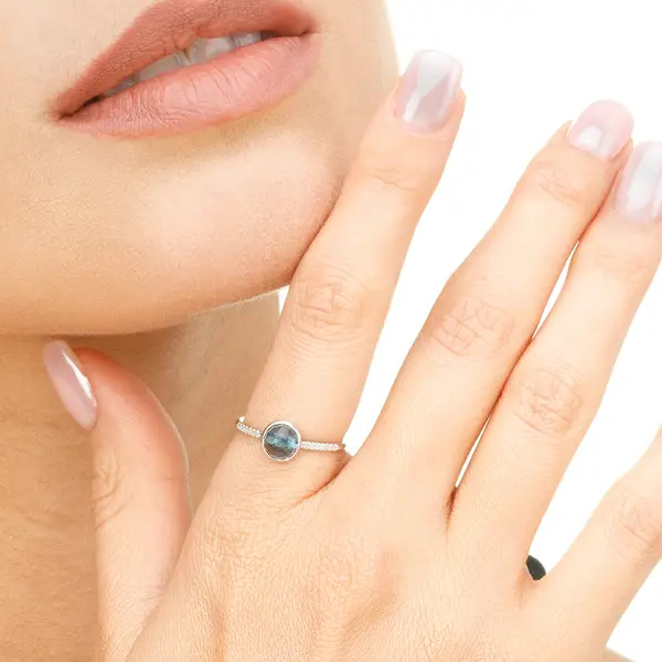 Leaf Jewelry Ring Blue Topas mit Diamanten, 14K Rosegold Kauf eins, bekomm eins gratis