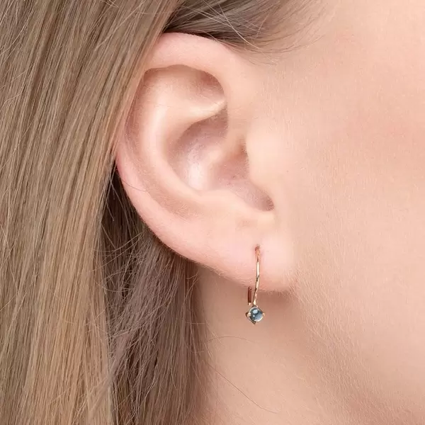 Leaf Jewelry Ohrringe Cabochon, Blaue Topas, 14 K Gelbgold VIP-Rabatte
