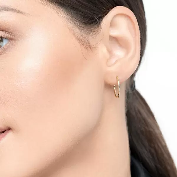 Leaf Jewelry Creole Rund S, 15mm, 14 K Gelbgold Tiefpreis