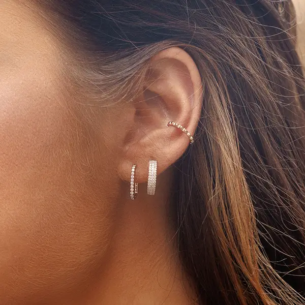 Leaf Jewelry Mini Creole Square mit Zirkonia, 18 K Gelbgold vergoldet Kostenlose Rückgabe