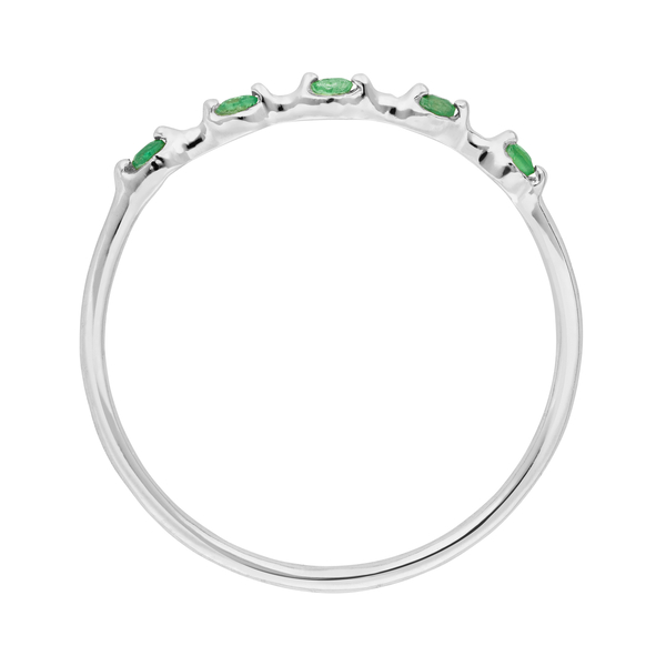 Leaf Jewelry Ring mit 5 Smaragden, 14K Weißgold Letzter Tag