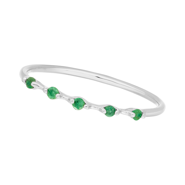 Leaf Jewelry Ring mit 5 Smaragden, 14K Weißgold Letzter Tag
