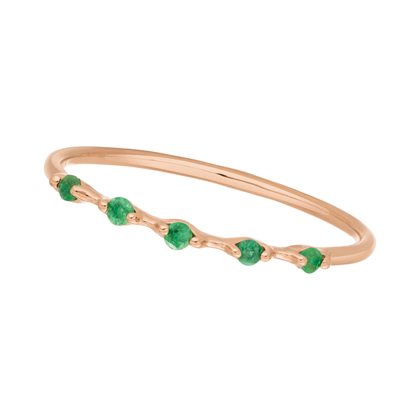Leaf Jewelry Ring mit 5 Smaragden, 14K Rosegold Zeitbegrenzte Promotion