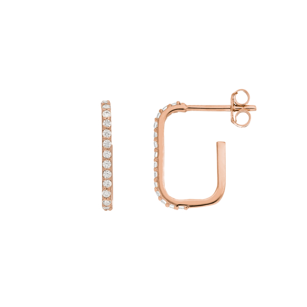 Leaf Jewelry Mini Creole Square mit Zirkonia, 18 K Rosegold vergoldet 50% Rabatt für begrenzte Zeit