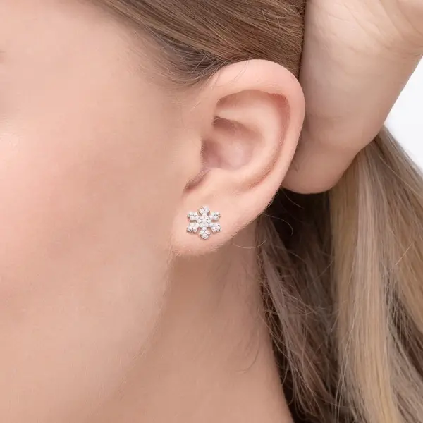 Leaf Jewelry Ohrstecker Snowflake, 18 K Rosegold vergoldet Online