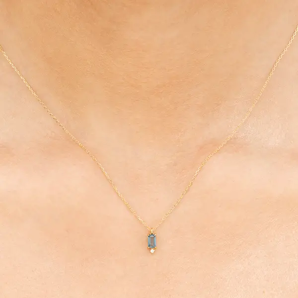 Leaf Jewelry Halskette London Blue Topas, 14K Gelbgold Auslauf