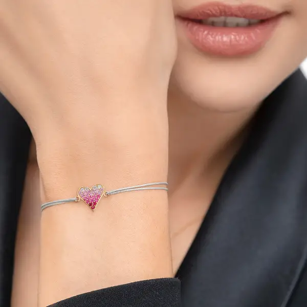 Leaf Jewelry Glücksarmband Pink Valentine, 18 K Gelbgold vergoldet, Fuchsia Günstiger Verkauf