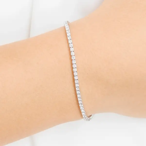 Leaf Jewelry Tennisarmband mit Diamanten, Weißgold, 3.42ct, 17.0cm Fabrikverkauf