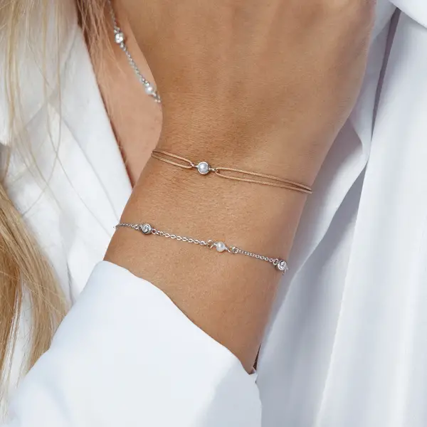 Leaf Jewelry Glücksarmband Pure mit Perle, 925 Sterlingsilber, Beige Meist gekauft