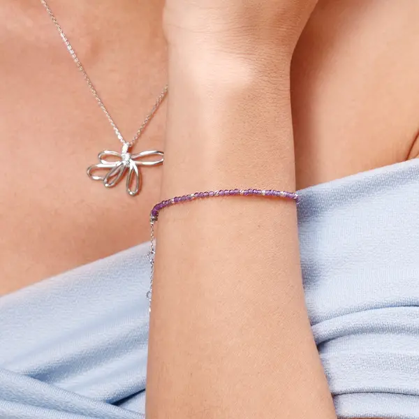 Leaf Jewelry Armkette Serenity, Grüner Achat, 925 Sterlingsilber Kostenloser Versand