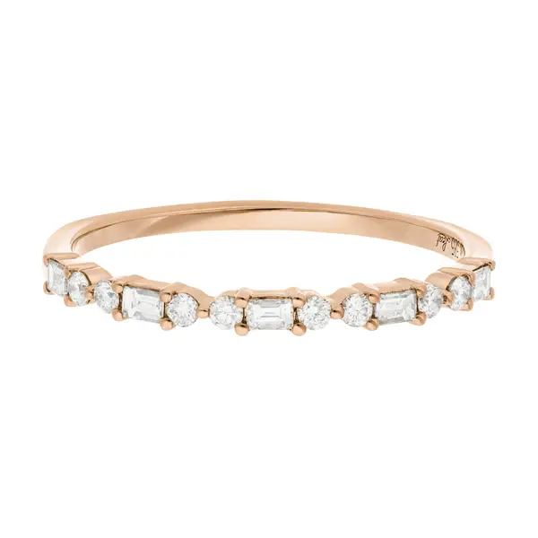 Leaf Jewelry Ring mit Baguette Diamanten, 14K Rosegold Limitierter Zeitrabatt