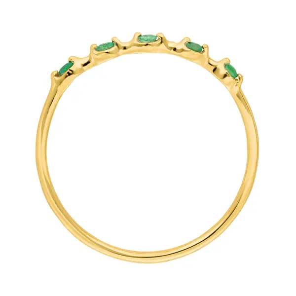 Leaf Jewelry Ring mit 5 Smaragden, 14K Gelbgold Fabrik Onlineshop