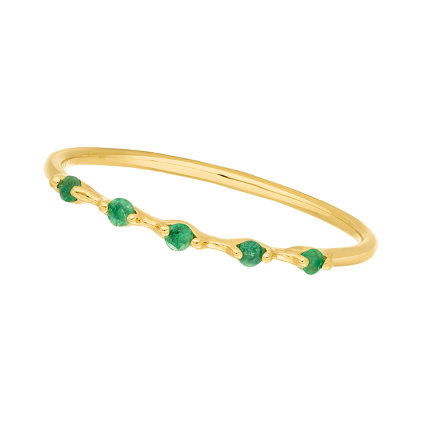 Leaf Jewelry Ring mit 5 Smaragden, 14K Gelbgold Fabrik Onlineshop