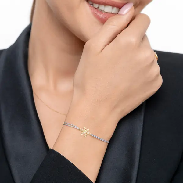 Leaf Jewelry Glücksarmband Snowflake, 18 K Gelbgold vergoldet, Beige Exklusivangebot