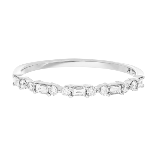 Leaf Jewelry Ring mit Baguette Diamanten, 14K Weißgold Preisnachlass