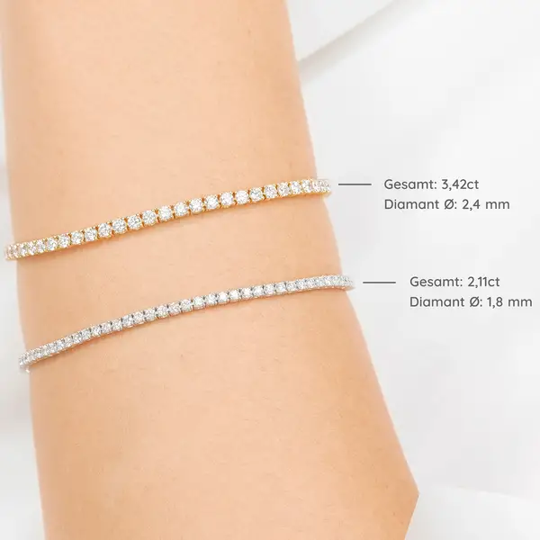 Leaf Jewelry Tennisarmband mit Diamanten, Gelbgold, 3.42ct, 17.0cm Black Friday