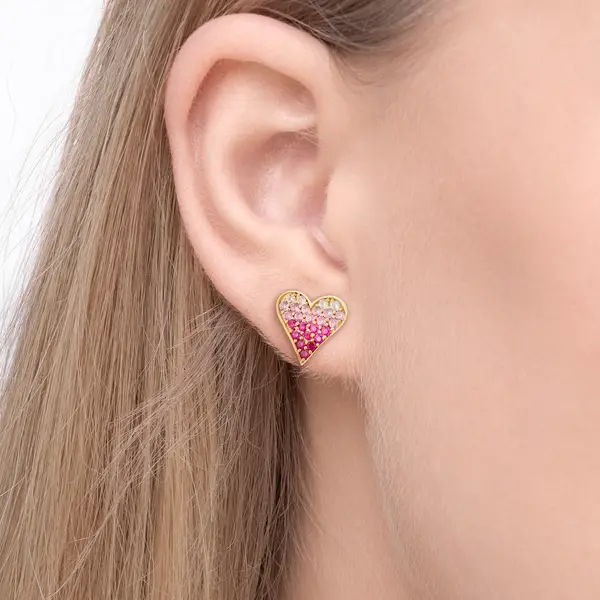 Leaf Jewelry Ohrstecker Pink Valentine, 18 K Gelbgold vergoldet Lagerräumung