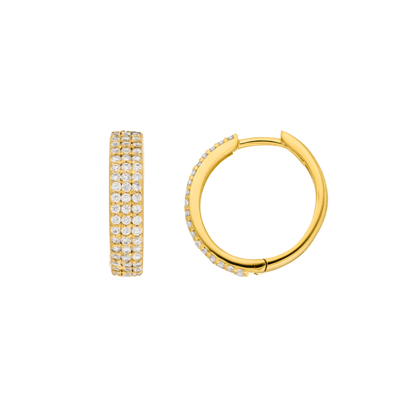 Leaf Jewelry Creole Shiny mit Zirkonia, 18 K Gelbgold vergoldet Neueste Mode
