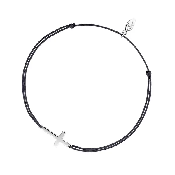 Leaf Jewelry Glücksbändchen Kreuz, 925 Sterlingsilber, Anthrazit Große Rabatte