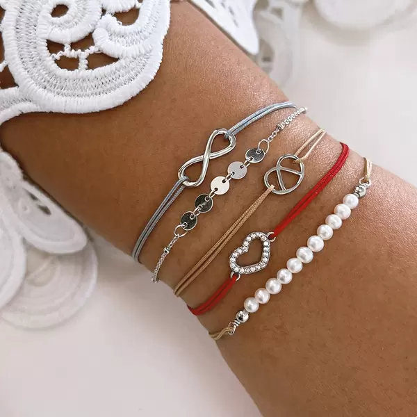 Leaf Jewelry Glücksbändchen "Brezn", 18 K Gelbgold vergoldet, Beige JETZT KAUFEN
