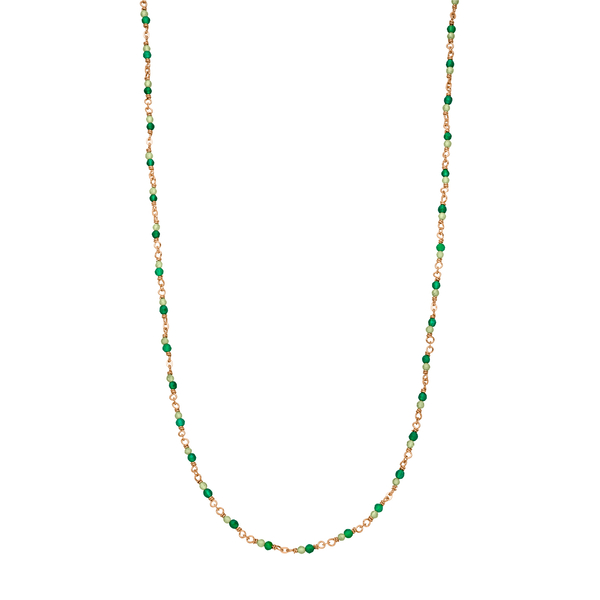 Leaf Jewelry Halskette Grüner Achat, 18 K Rosegold vergoldet Bis zu 50% Rabatt