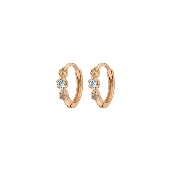 Leaf Jewelry Creole Three Gems, Blauer Topas, 18 K Rosegold vergoldet Kostenloser Versand international