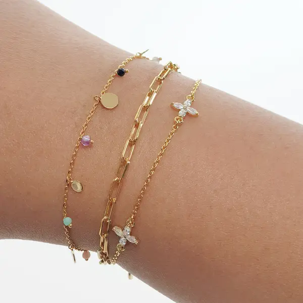 Leaf Jewelry Armkette Leaf Flower Charms, 18 K Gelbgold vergoldet Black Friday Preise
