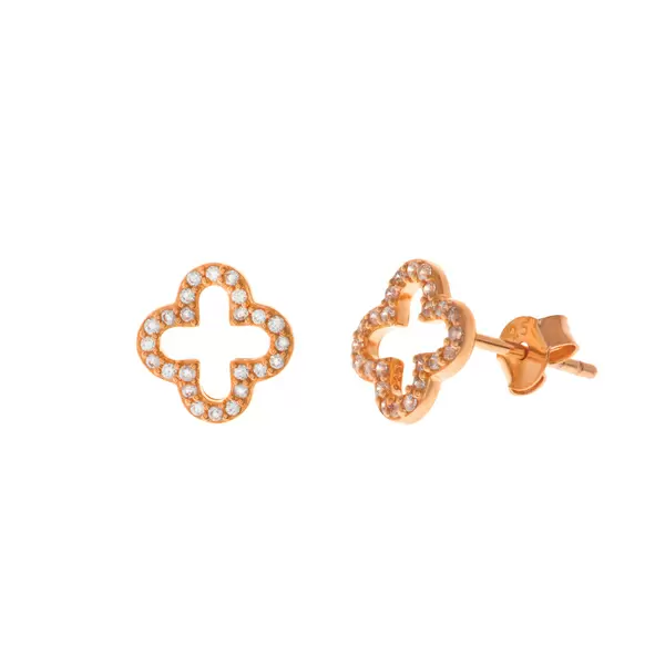 Leaf Jewelry Ohrstecker Kleeblatt mit Zirkonia, 925 Sterlingsilber Online