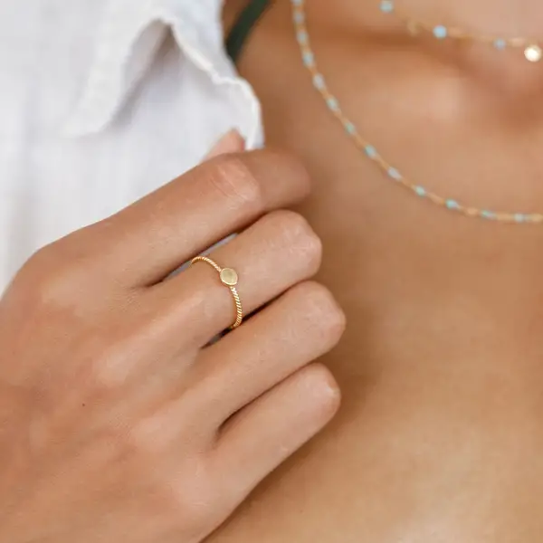 Leaf Jewelry Ring Twist mit Plättchen, 18 K Gelbgold vergoldet, Größe 50 Outlet