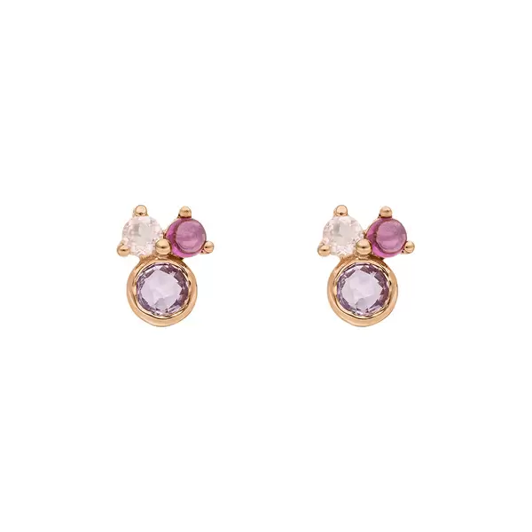 Leaf Jewelry Ohrstecker Three Gems, Amethyst, 18 K Rosegold vergoldet Auslauf