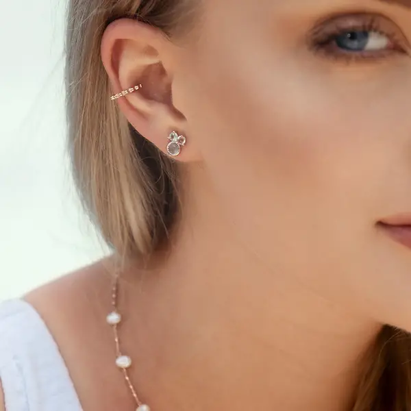 Leaf Jewelry Ohrstecker Three Gems, Amethyst, 18 K Rosegold vergoldet Auslauf