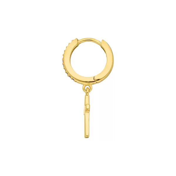 Leaf Jewelry Single Creole CROSS/Zirkonia, 18 K Gelbgold vergoldet Schlussverkauf