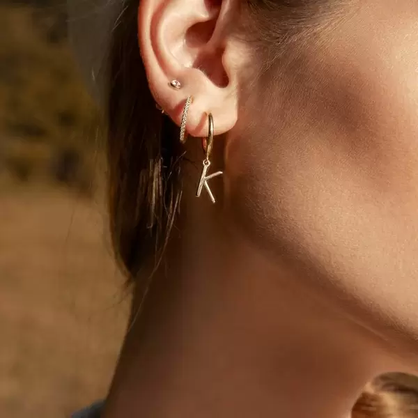 Leaf Jewelry Buchstaben Creole, 18 K Rosegold vergoldet, B Sonderangebot