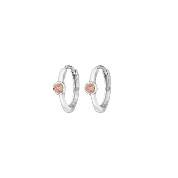 Leaf Jewelry Creole One Gem, Rosenquarz, 925 Sterlingsilber Großer Ausverkauf